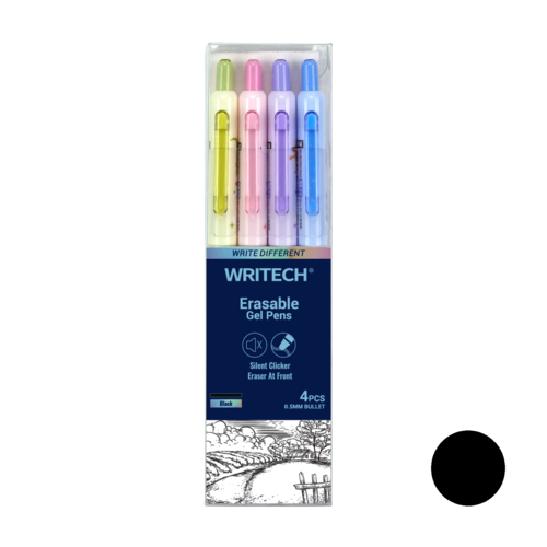 Esferográfica Apagável Writech Cute Gel Pen Preto - 4 Unidades