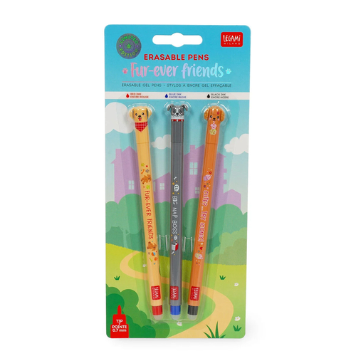 Esferográfica Apagável Gel Legami Fur-Ever Friends Cores Sortidas (Pack de 3)