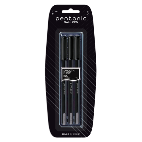 Esferográfica Pentonic Ball Pen Preto (Pack de 3)