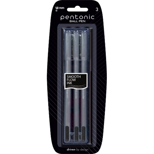 Esferográfica Pentonic Ball Pen Preto (Pack de 3)