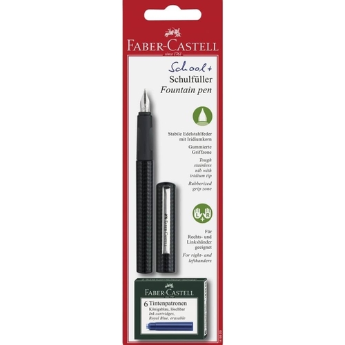 Caneta Tinta Permanente Faber-Castell School (Blister 1 Caneta + 6 Cartuchos)