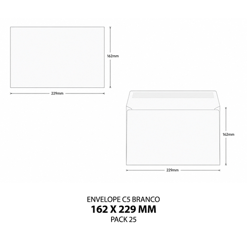 Envelope com Tira Adesiva C5 Branco Fegol (Pack de 25)