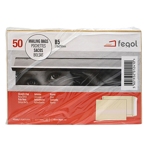 Saco B5 Castanho Kraft Fegol (Pack de 50)