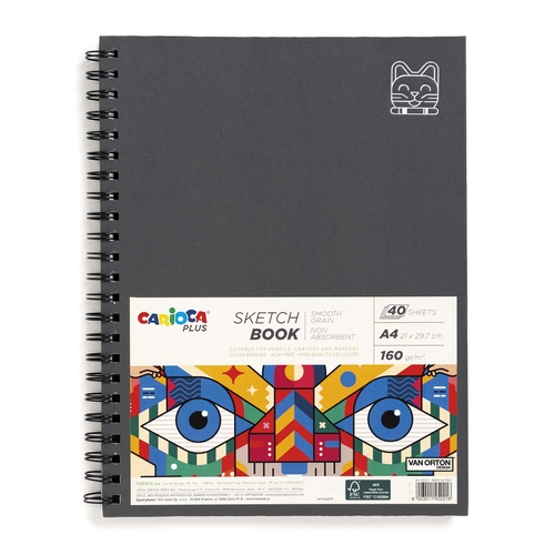 Bloco A4 Carioca Plus Sketchbook Liso Preto