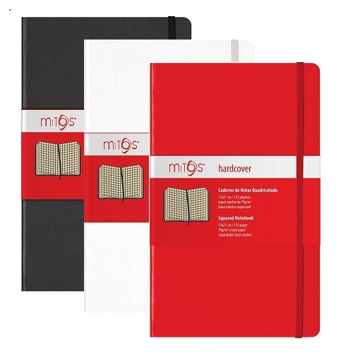 Bloco de Notas Mitos Hardcover 130x210mm Quadriculado Cores Sortidas