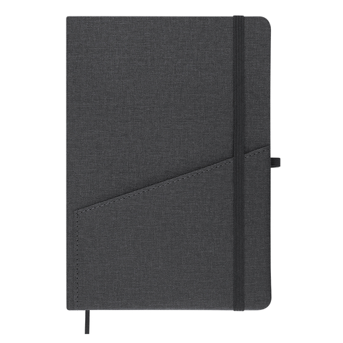 Bloco de Notas A5 com Capa Dura e Elástico Waylon Pautado Preto