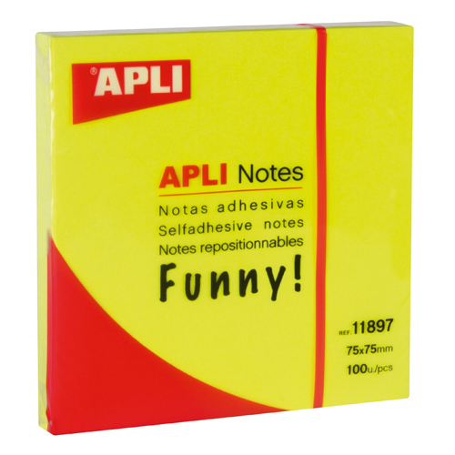 Notas Aderentes Apli 75x125mm Amarelo Fluorescente
