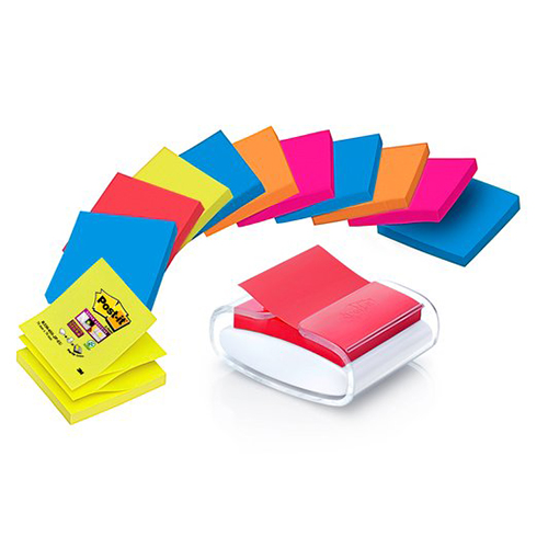 Dispensador para Notas Aderentes Post-it Zig-Zag Pro Branco com 12 Recargas