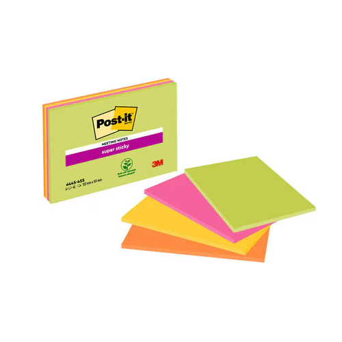 Notas Aderentes Post-It Super Sticky 101x152mm (Pack de 4)