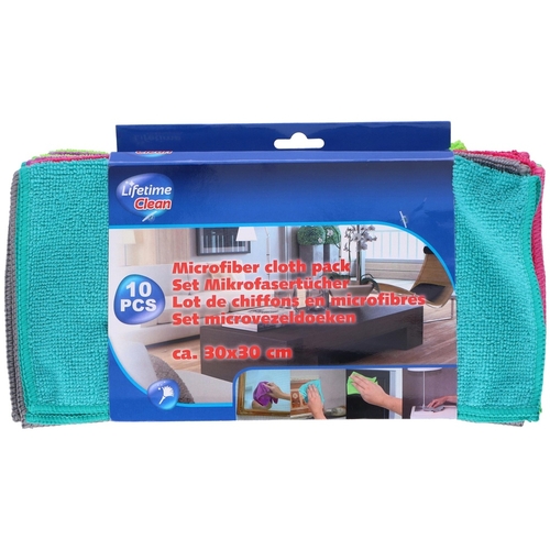 Pano Microfibras Multiusos 30x30cm Lifetime (Pack 10 Uni)