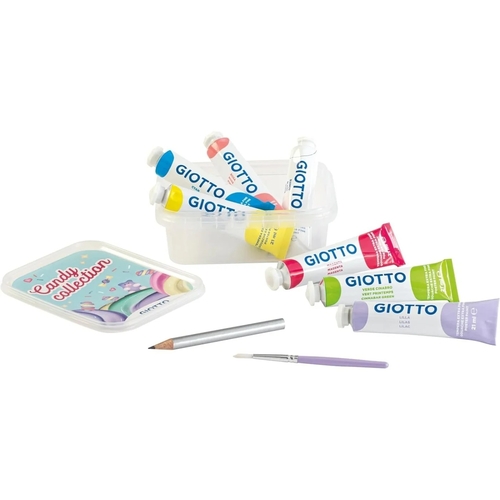 Tubo de Guache Extra-Fino Giotto Candy Collection 21ml com Pincel e Lápis (Caixa de 7)