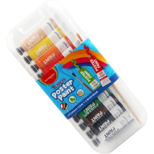 Guaches Keyroad 12ml Classic Colors (Caixa 12 Tubos + 1 Pincél)