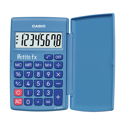 Calculadora de Bolso Básica Casio LC401LV com Tampa Azul