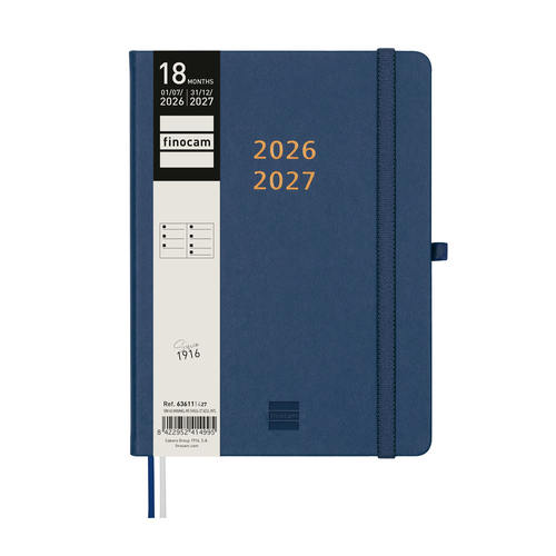 Agenda Semanal 2026-27 Finocam 140x190mm 18M Minimal Azul