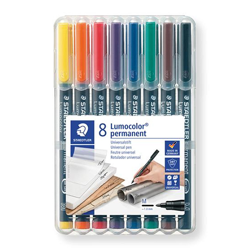 Marcador Acetato Staedtler Lumocolor Ponta Média (Pack de 8)