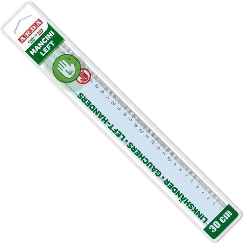Régua Plástica de 30cm Arda para Esquerdinos