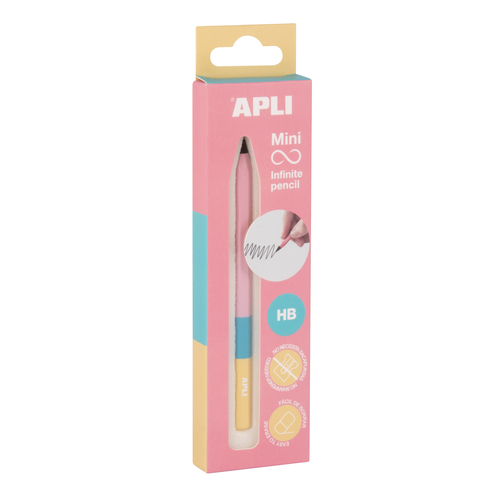 Lápis Infinito Mini Apli Tricolor Rosa + Recarga