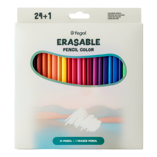 Lápis de Cor Apagáveis Fegol Erasable - 24 Unidades