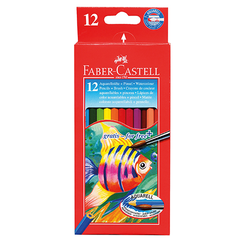CAIXA 12 LÁPIS COR AGUARELA FABER-CASTELL WATERCOLOUR 114413