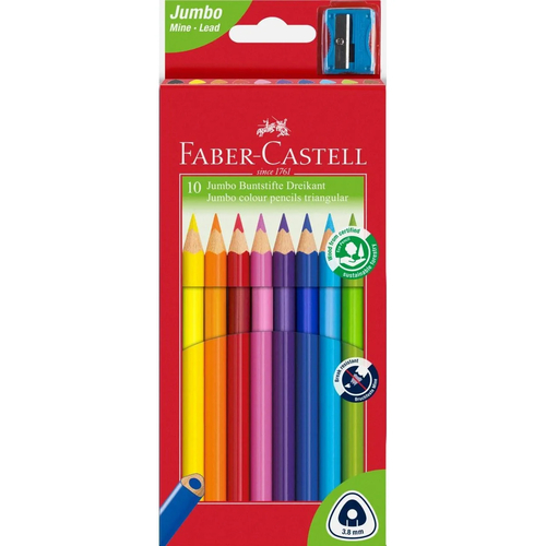 Lápis de Cor Faber-Castell Junior Triangular Sortido - 10 Unidades