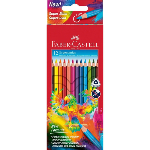 Lápis de Cor Faber-Castell Triangular Sortido - 12 Unidades