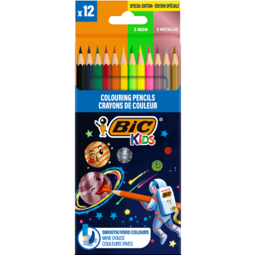 Lápis de Cor Bic Kids Cosmo Neon e Metallic (Caixa de 12)