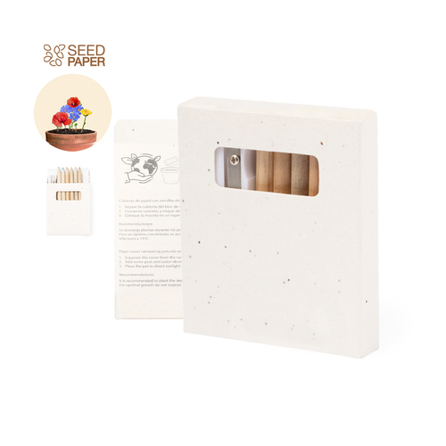 SET LÁPIS DE COR DE SEMENTES+BLOCO+BORRACHA ELARIS