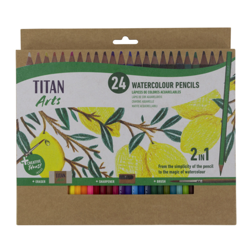CAIXA 24 LÁPIS COR AGUARELÁVEIS TITAN ARTS SORTIDO