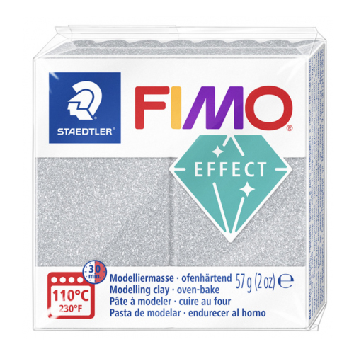Massa para Modelar Fimo Effect 56gr Prata Glitter