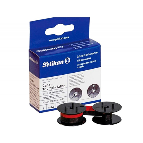 FITA MÁQUINA PELIKAN GR.1 13X10 2BOBINES NYLON PRETA/VERMELHO (520841)