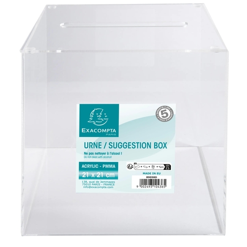 Caixa Acrílica para Sugestões Exacompta 21x21cm Transparente
