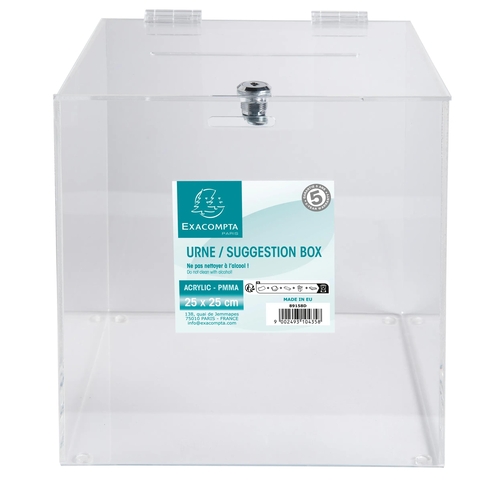 Caixa Acrílica para Sugestões Exacompta 25x25cm Transparente