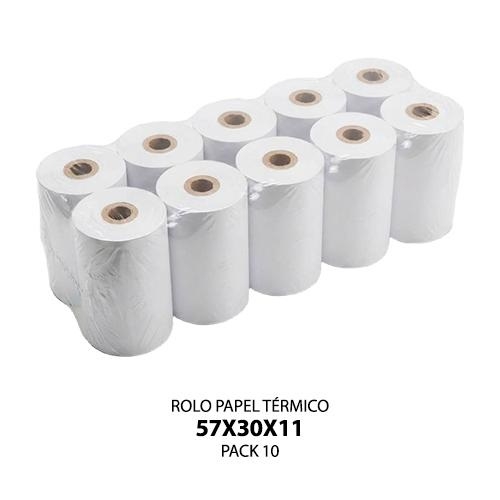 Pack 10 Rolos Papel Térmico 57x30x11 Brancos