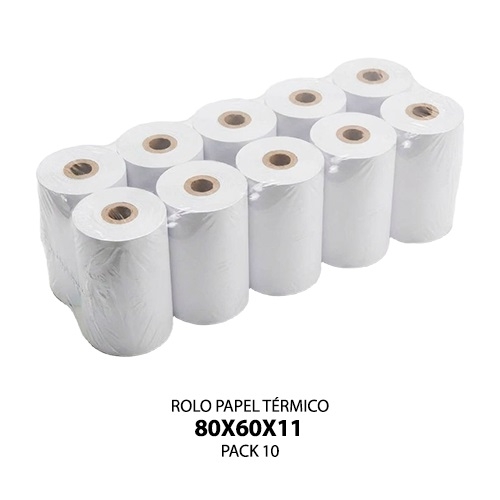 Pack 10 Rolos Papel Térmico 80x60x11 Brancos