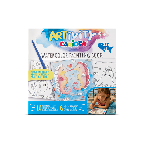 Kit de atividades para colorir Carioca Artivity Aguarelas Mar