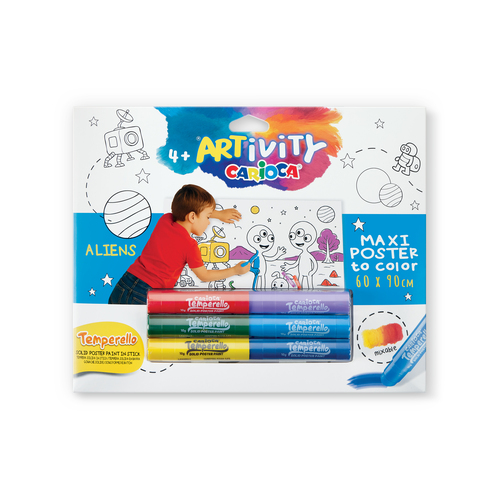 Kit de atividades para colorir Carioca Artivity Guache Solido Aliens