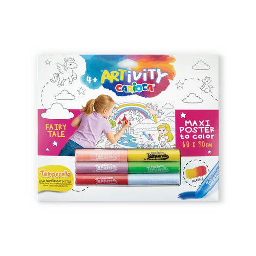 Kit de atividades para colorir Carioca Artivity Guache Solido Conto de Fadas
