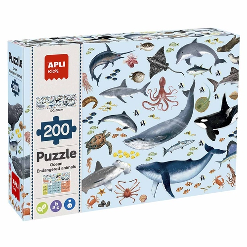 Puzzle com 200 Peças Apli Kids “Animais Ameaçados do Oceano”