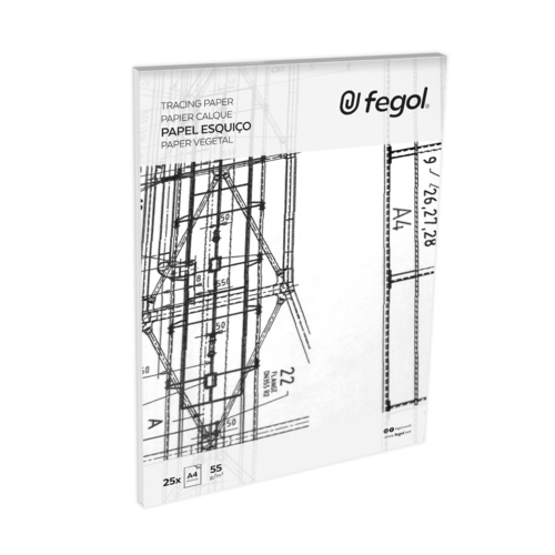 Bloco de Papel Vegetal Esquiço A4 Fegol 38gr 25 Folhas