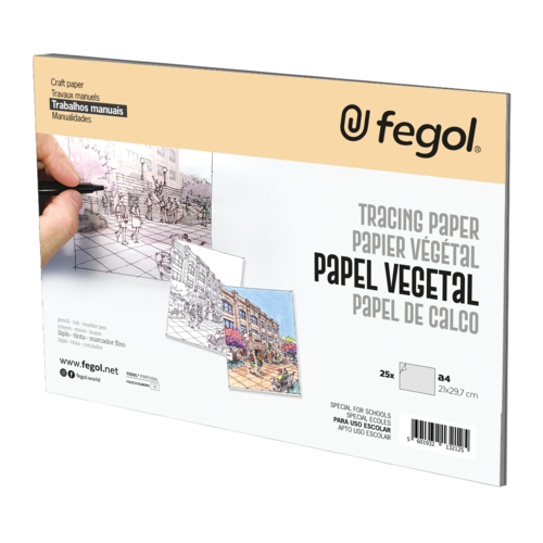 Bloco de Papel Vegetal A4 Fegol 90gr 25 Folhas