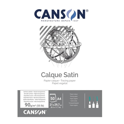 Bloco de Papel Vegetal A4 Canson 95gr 50 Folhas