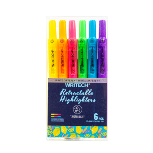 MARCADOR FLUORESCENTE WRITECH W-805S RETRÁTIL NÉON - 6 UNIDADES
