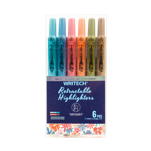 MARCADOR FLUORESCENTE WRITECH W-805S RETRÁTIL VINTAGE - 6 UNIDADES
