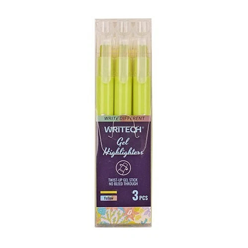 Sublinhador em Gel Writech W-816 Twist Amarelo (Pack de 3)