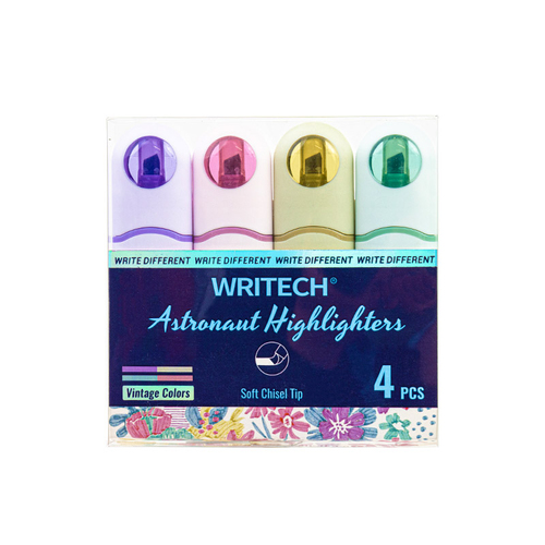 Sublinhador Writech W-8154 Astronaut Cores Vintage (Pack de 4)