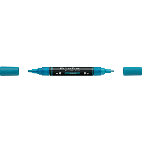 Marcador de Ponta Dupla Acrílico Faber-Castell Azul Turquesa