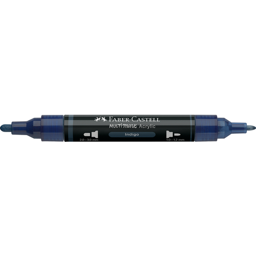Marcador de Ponta Dupla Acrílico Faber-Castell Azul Indigo