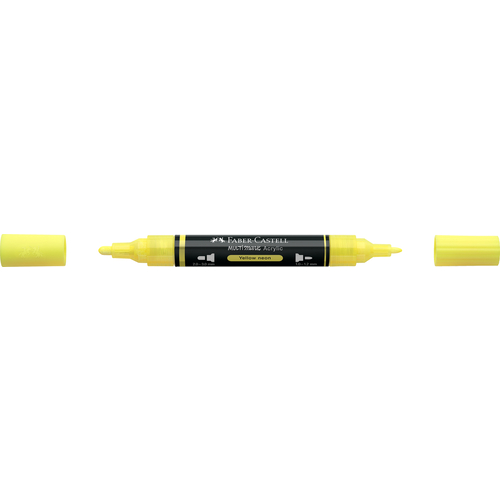 Marcador de Ponta Dupla Acrílico Faber-Castell Amarelo Néon