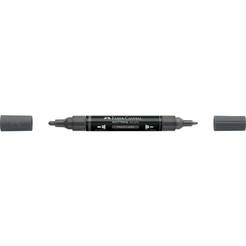 Marcador de Ponta Dupla Acrílico Faber-Castell Cinza Payne´s