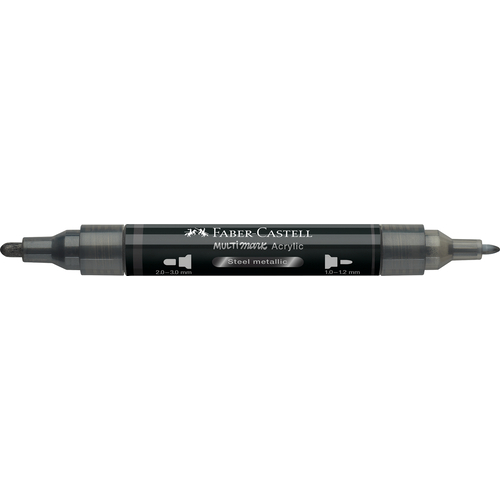 Marcador de Ponta Dupla Acrílico Faber-Castell Aço Metálico